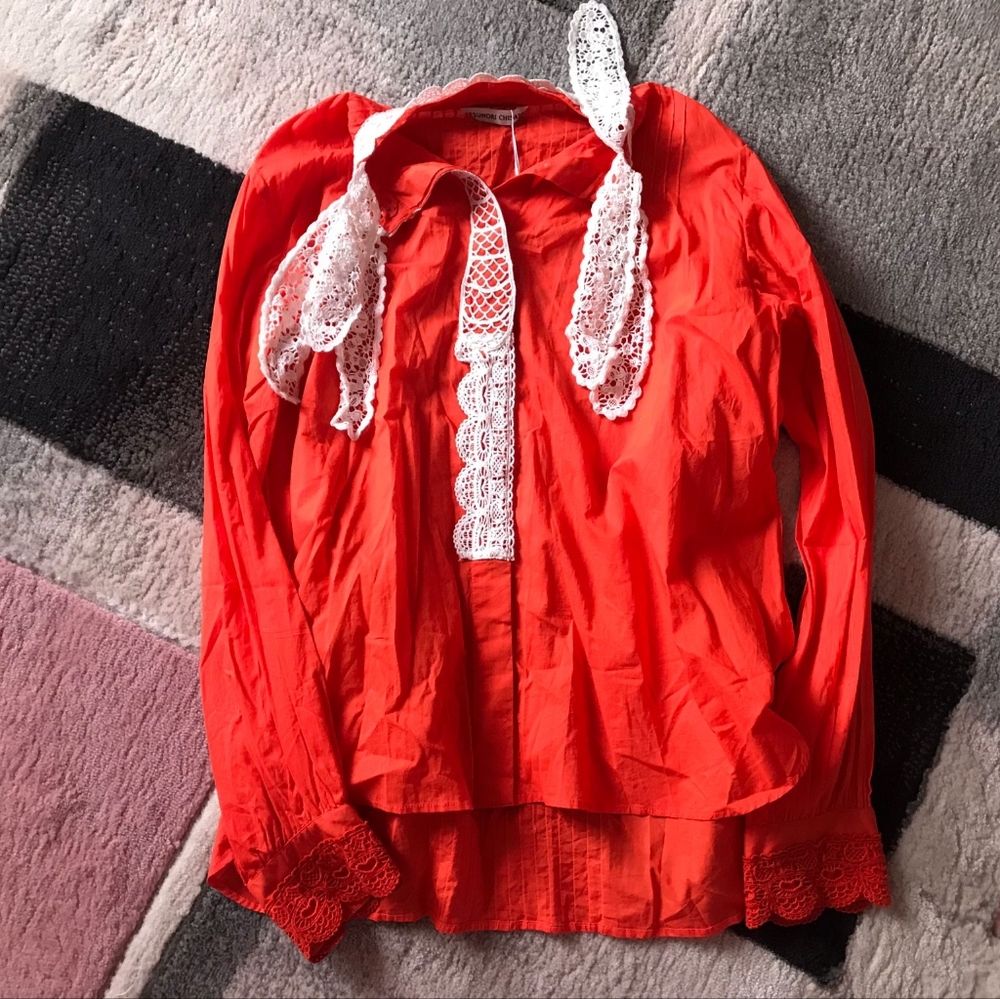 tsumori chisato Japan orange cotton lace Blouse new rare - Picture 3 of 11